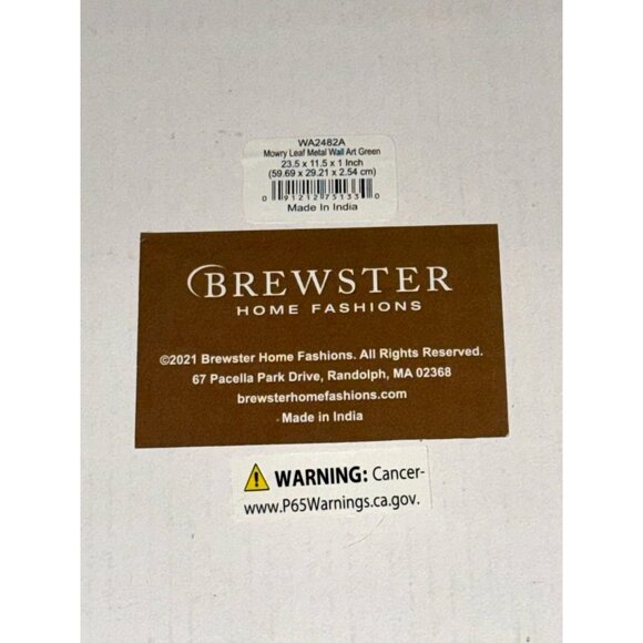 Brewster Mowry Leaf Metal Wall Art Green 23.5" X 15.1" X 1.1" - Picture 6 of 8